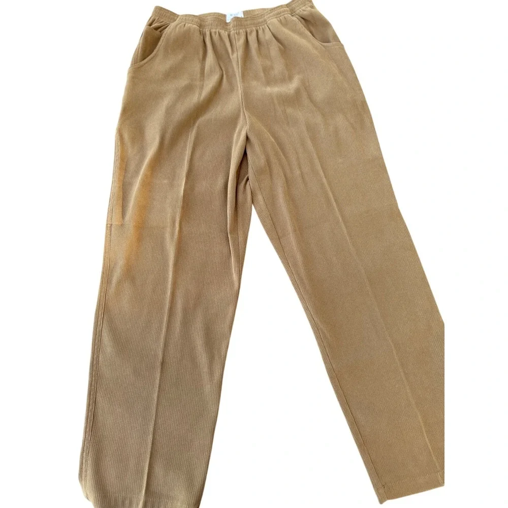 Koret‎ City Blues Womens Faux Corduroy Pants Size 14 Elastic Waist Straight Leg